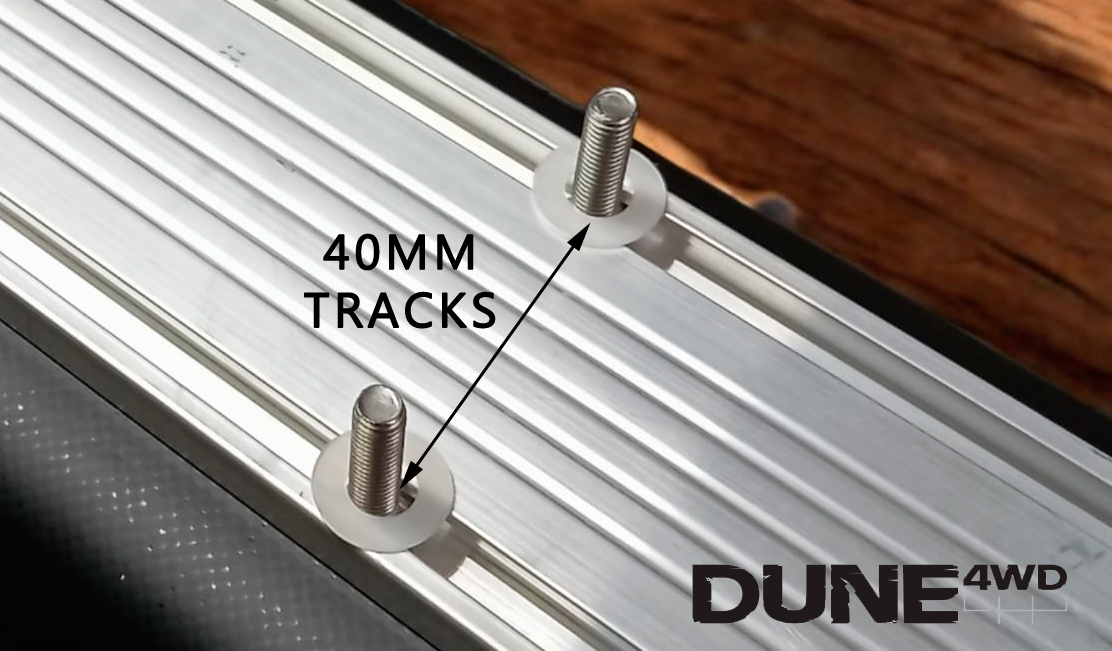 Backplates up to 80mm are an easy fit (40mm/70mm track separation)<br />Dune 4WD Awnings (from $99 at Anaconda) are 100% compatible with all our brackets
